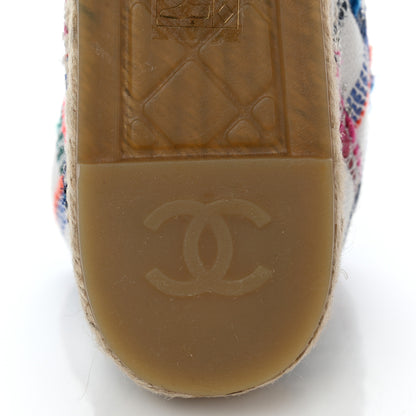 Chanel Tweed Grosgrain CC Espadrilles 40 White Blue Pink Green Black 6 of 10