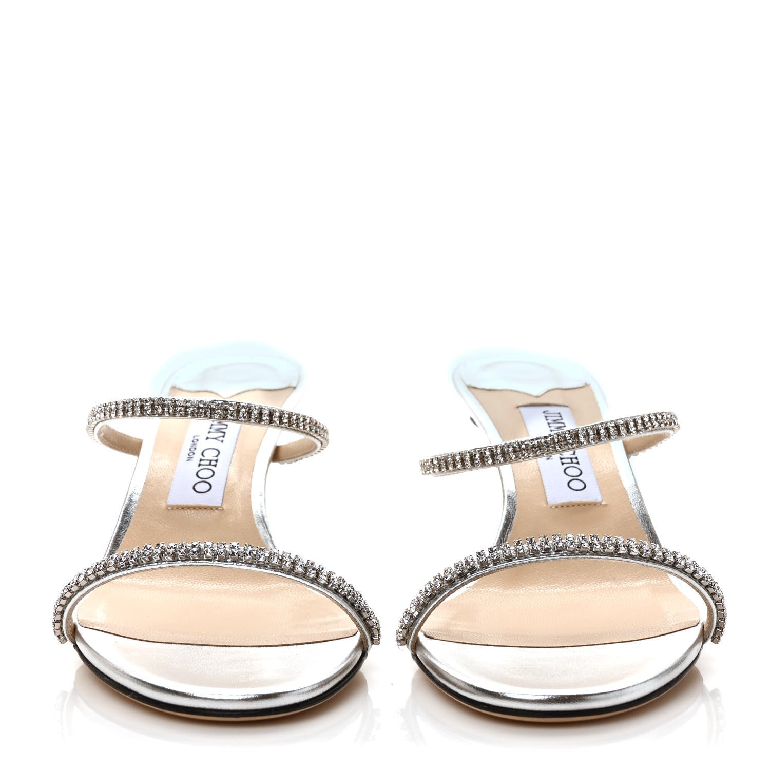 Jimmy Choo Metallic Calfskin Crystal Brea 65 Sandals 39 Silver 2 of 8