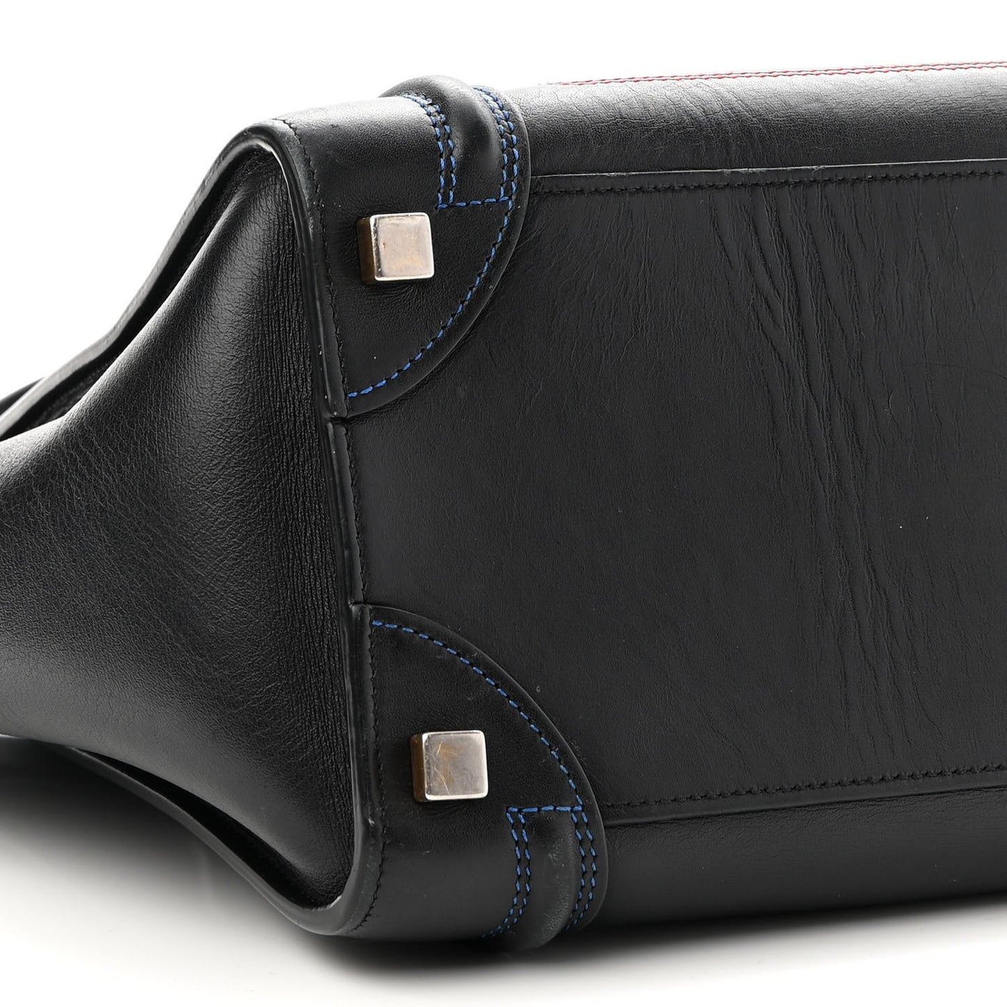 Smooth Calfskin Multicolor Double Stitching Micro Luggage Black