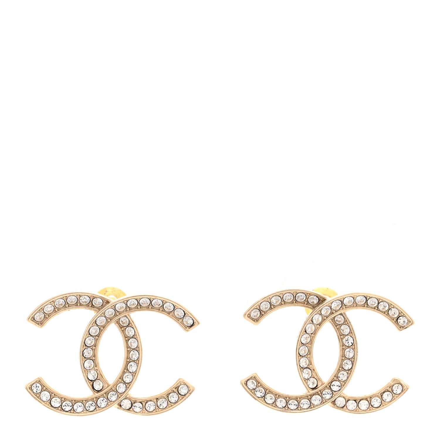 Chanel Crystal Large CC Earrings Gold 1 of 5