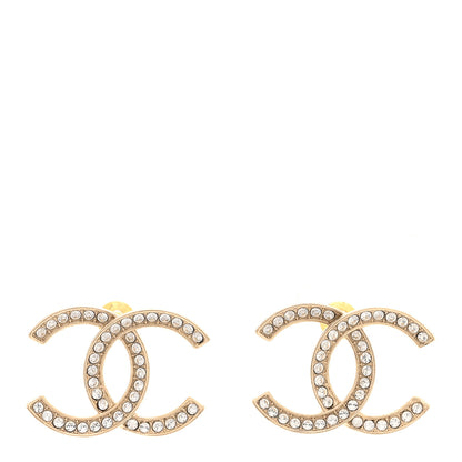 Chanel Crystal Large CC Earrings Gold 1 of 5