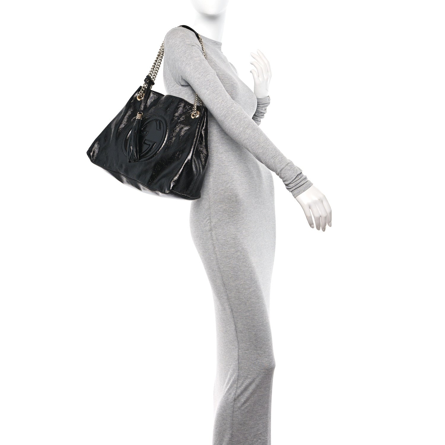 Gucci Patent Medium Soho Chain Shoulder Bag Black 2 of 11