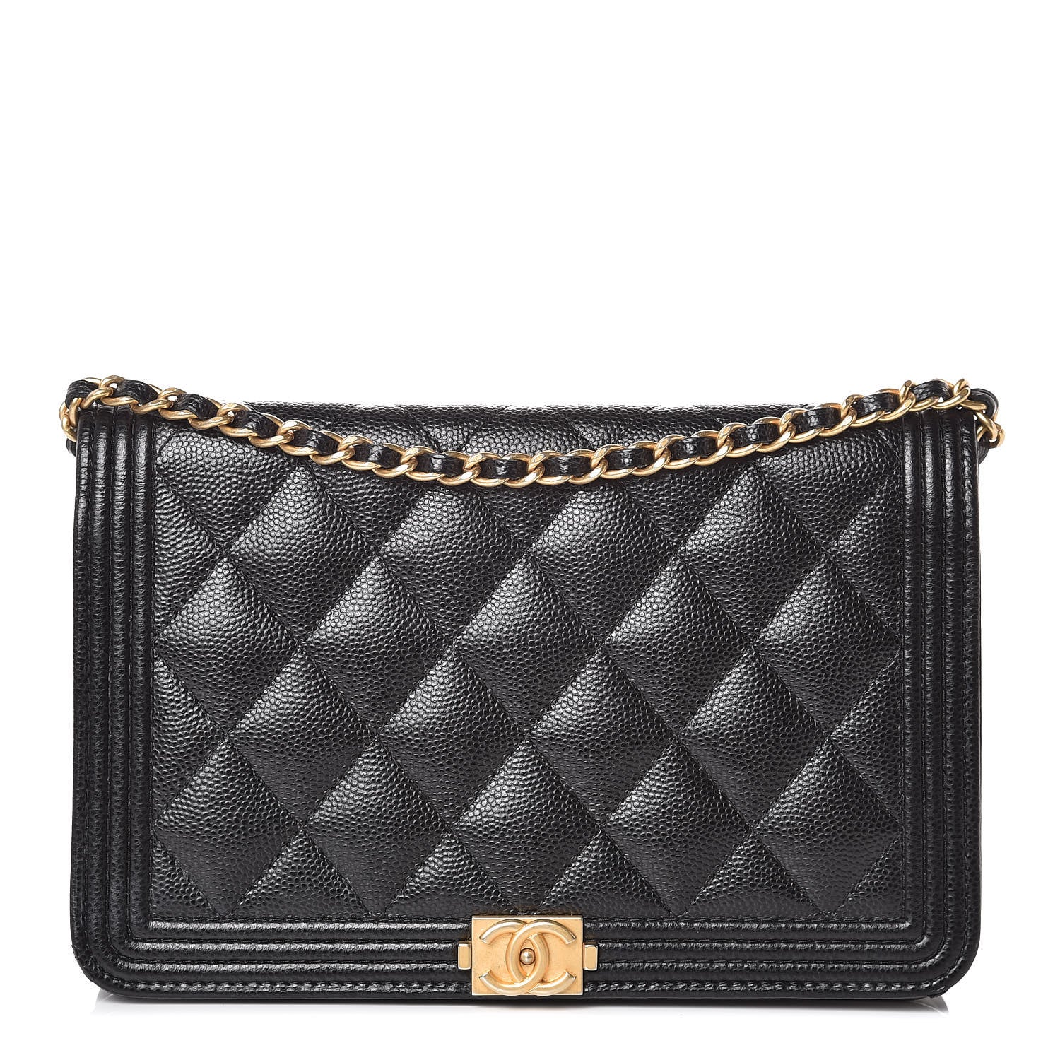 Chanel Caviar Quilted Boy Wallet On Chain WOC Black 1 of 13