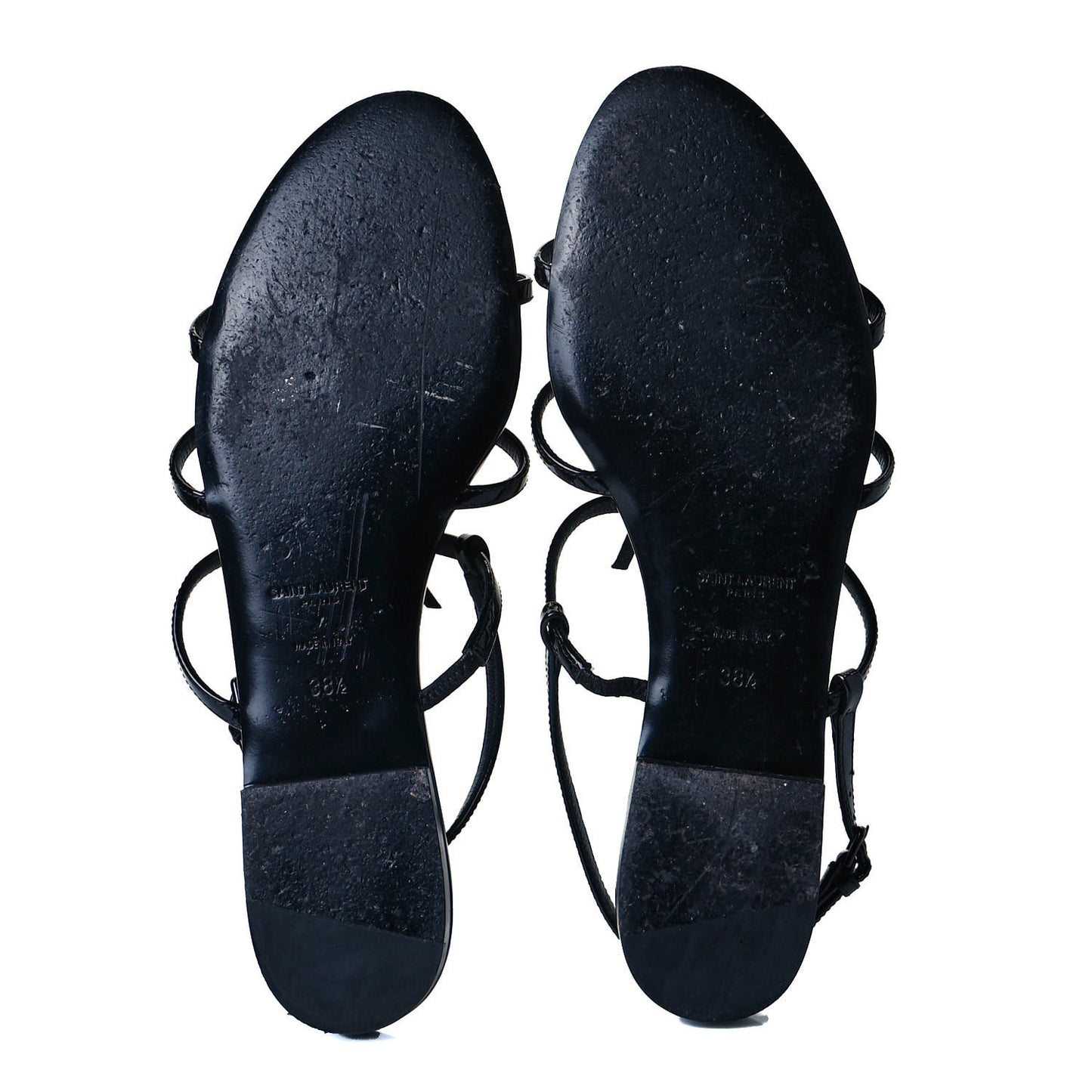 Patent Calfskin Cassandra Monogram Sandals 38.5 Black