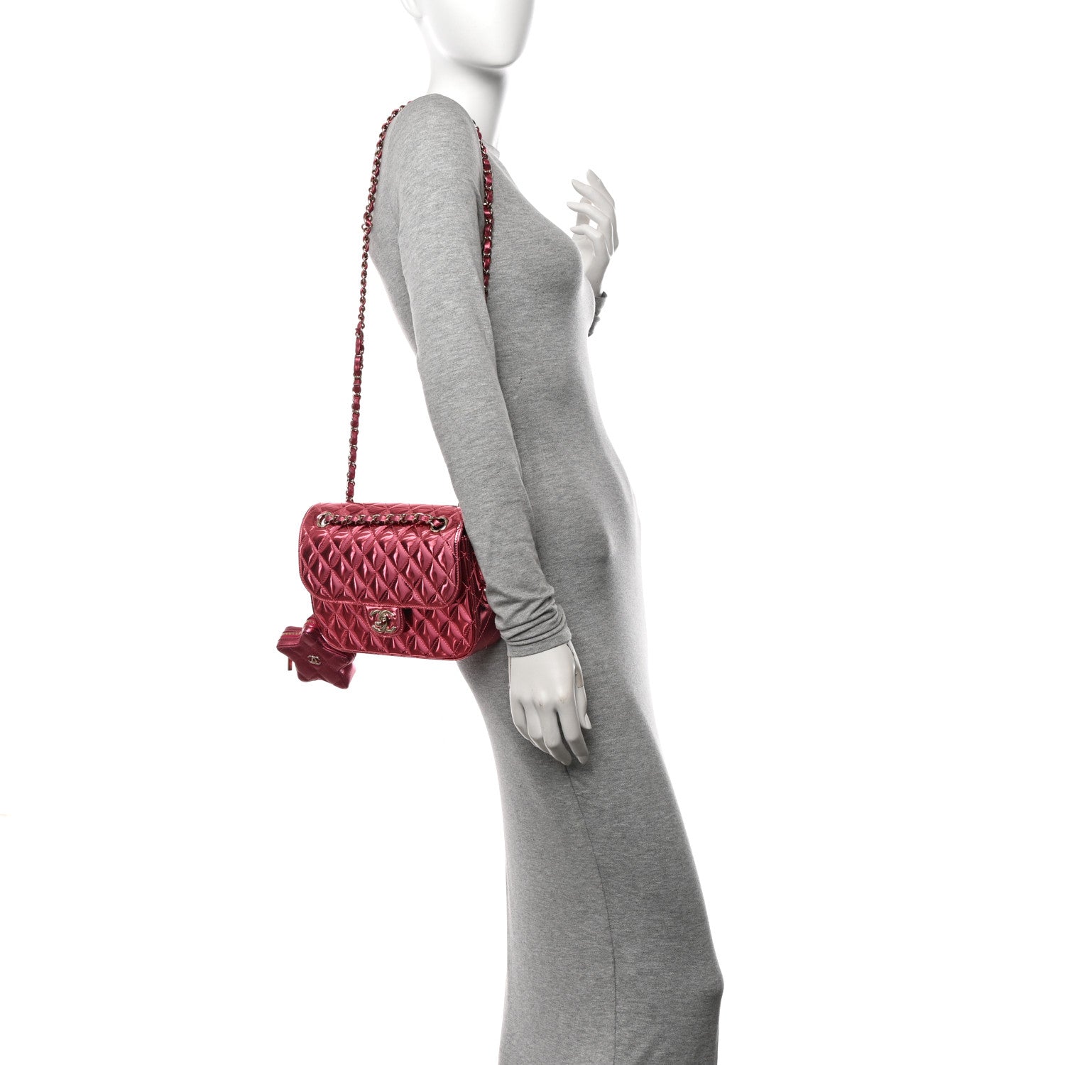 Chanel Mirror Calfskin Metallic Calfskin Medium Hollywood Boulevard Flap With Star Coin Purse Pink 3 of 11