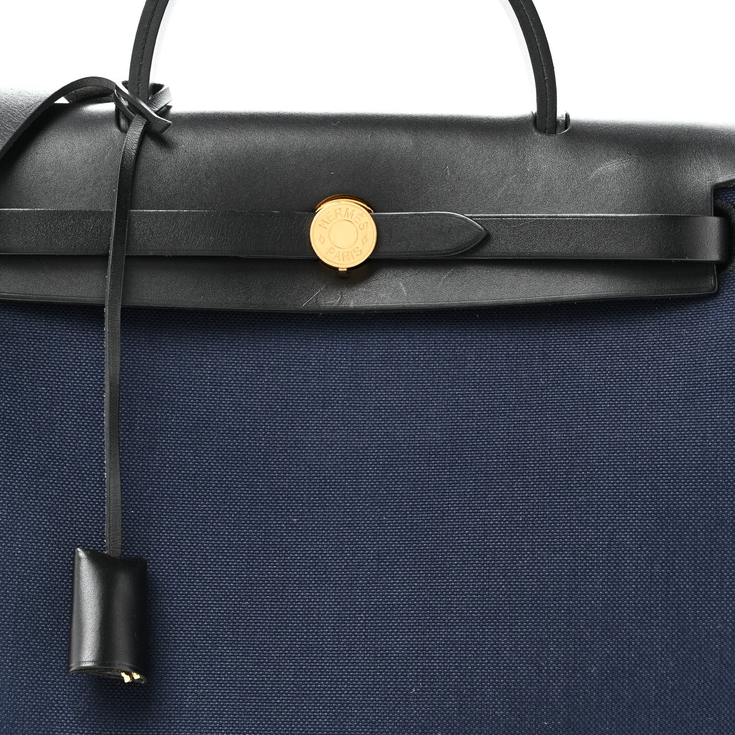 Hermes Military Toile Vache Hunter Herbag Zip Retourne 31 PM Bleu Marine Black 9 of 11