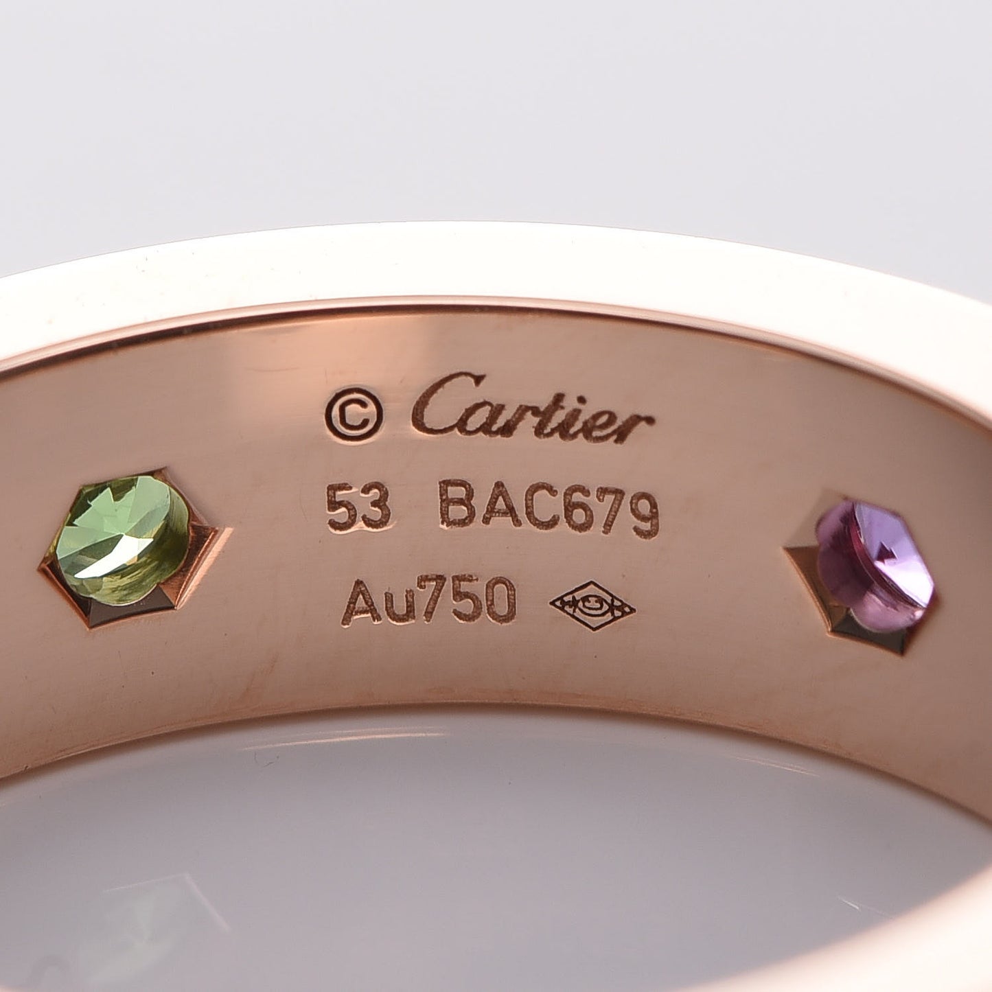 18K Pink Gold Sapphire Garnet Amethyst 5.5mm LOVE Ring 53 6.25