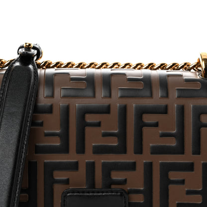 Fendi Vitello Liberty Bi-Color FF 1974 Embossed Small Kan U Shoulder Bag Maya Black 8 of 11