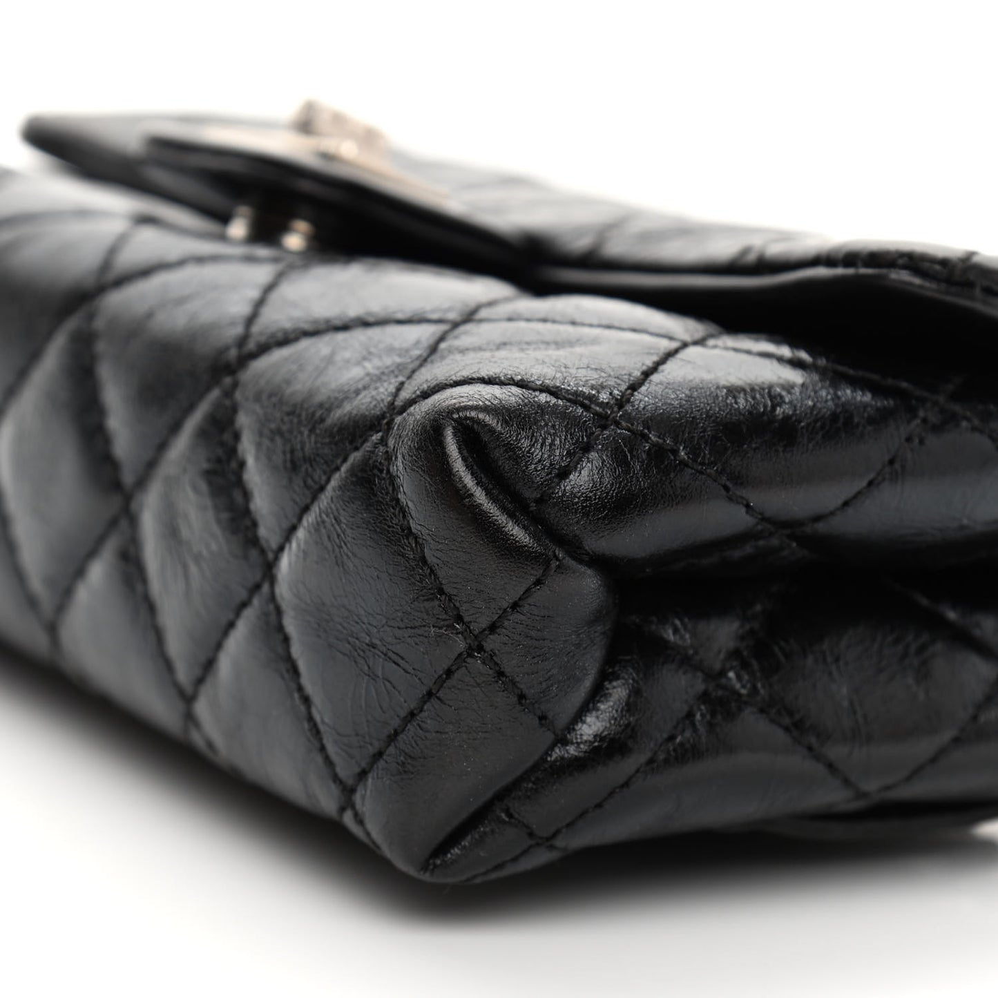 Glazed Calfskin Quilted 2.55 Reissue Flap Belt Bag Clutch 85 34 Black