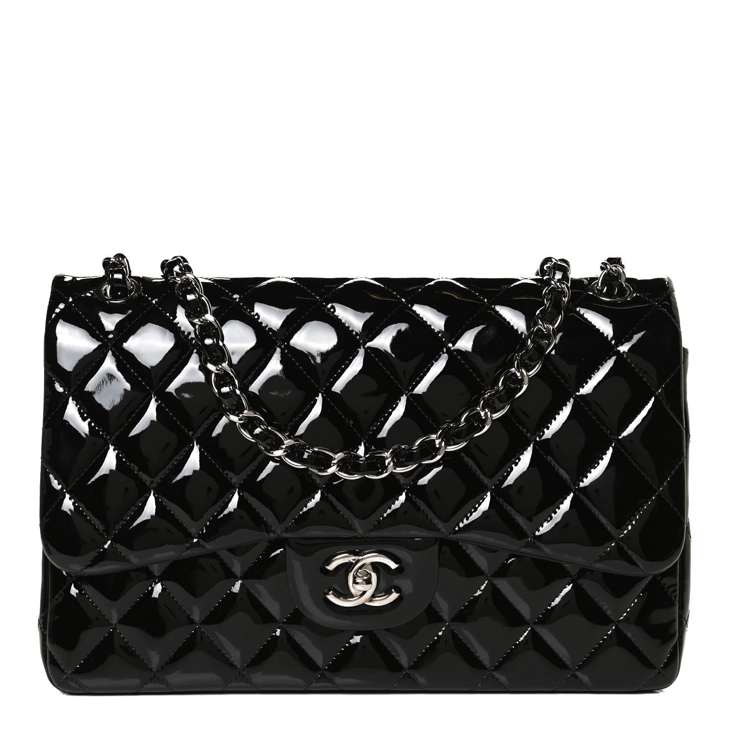 Chanel Patent Quilted Jumbo Double Flap Black 1 of 10