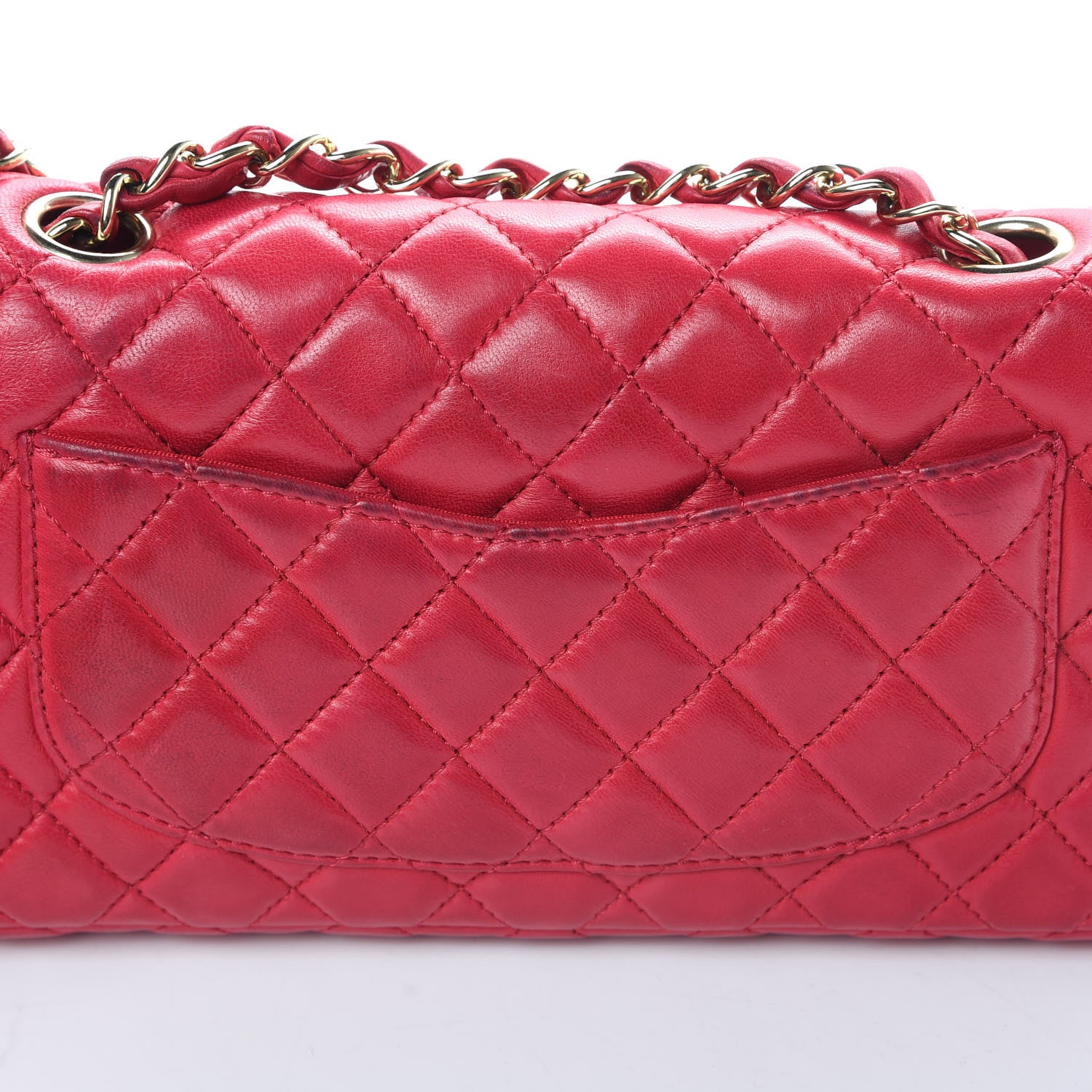 Chanel Lambskin East West Valentine Charms Flap Dark Pink 13 of 15