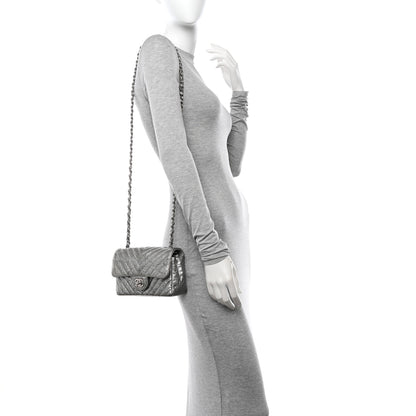 Chanel Patent Metallic Crumpled Calfskin Chevron Quilted Mini Rectangular Flap Silver 2 of 12