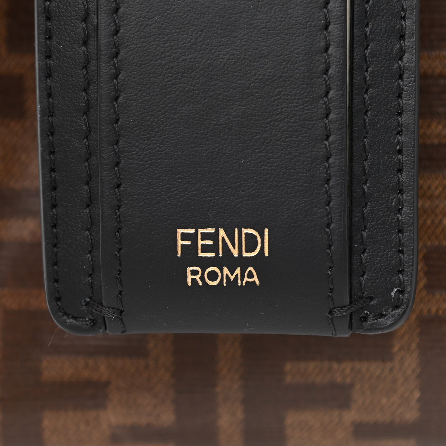 Glazed Fabric Vitello Century FF 1974 Stamp Patch Mini Peekaboo Defender Cover Mogano Panna Black