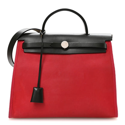 Hermes Toile Officer Vache Hunter Herbag Zip 31 PM Rose Extreme Kaki 1 of 11