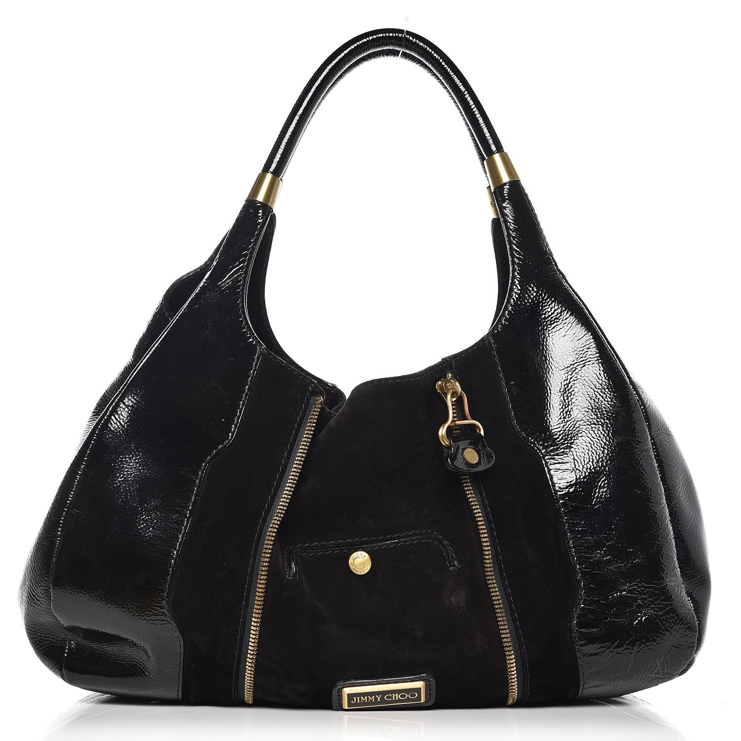 Jimmy Choo Patent Suede Mandah Shoulder Bag Black 1 of 8