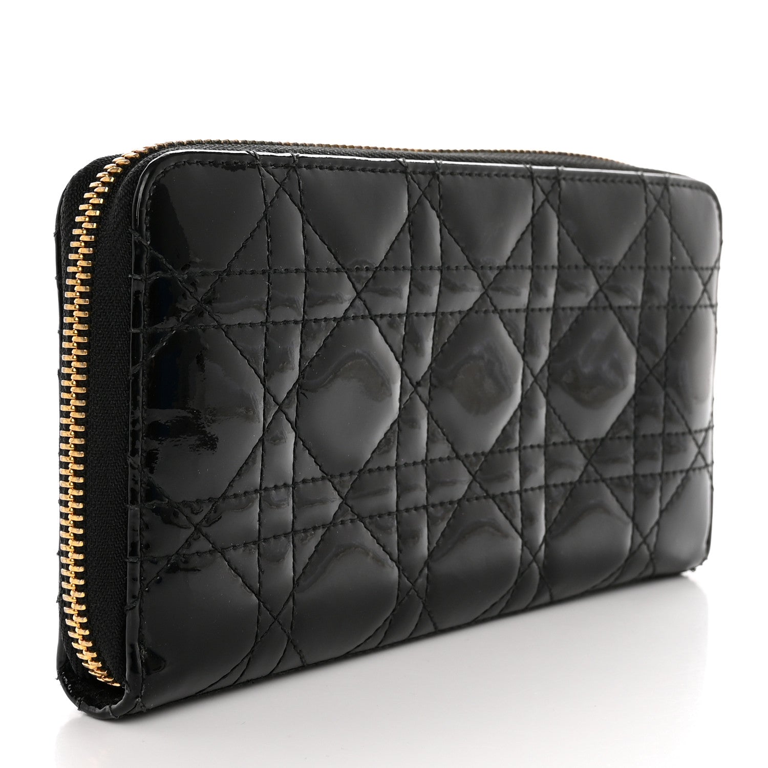 Christian Dior Patent Cannage Lady Dior Continental Wallet Black 3 of 8