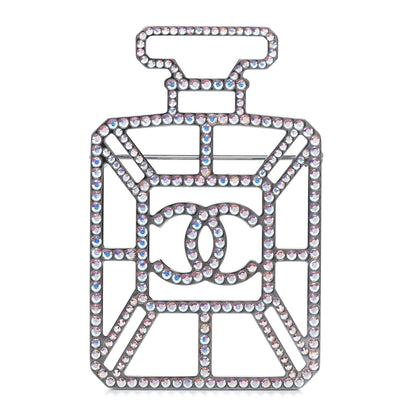 Chanel Ruthenium Crystal Perfume Bottle CC Brooch Iridescent Pink 1 of 3