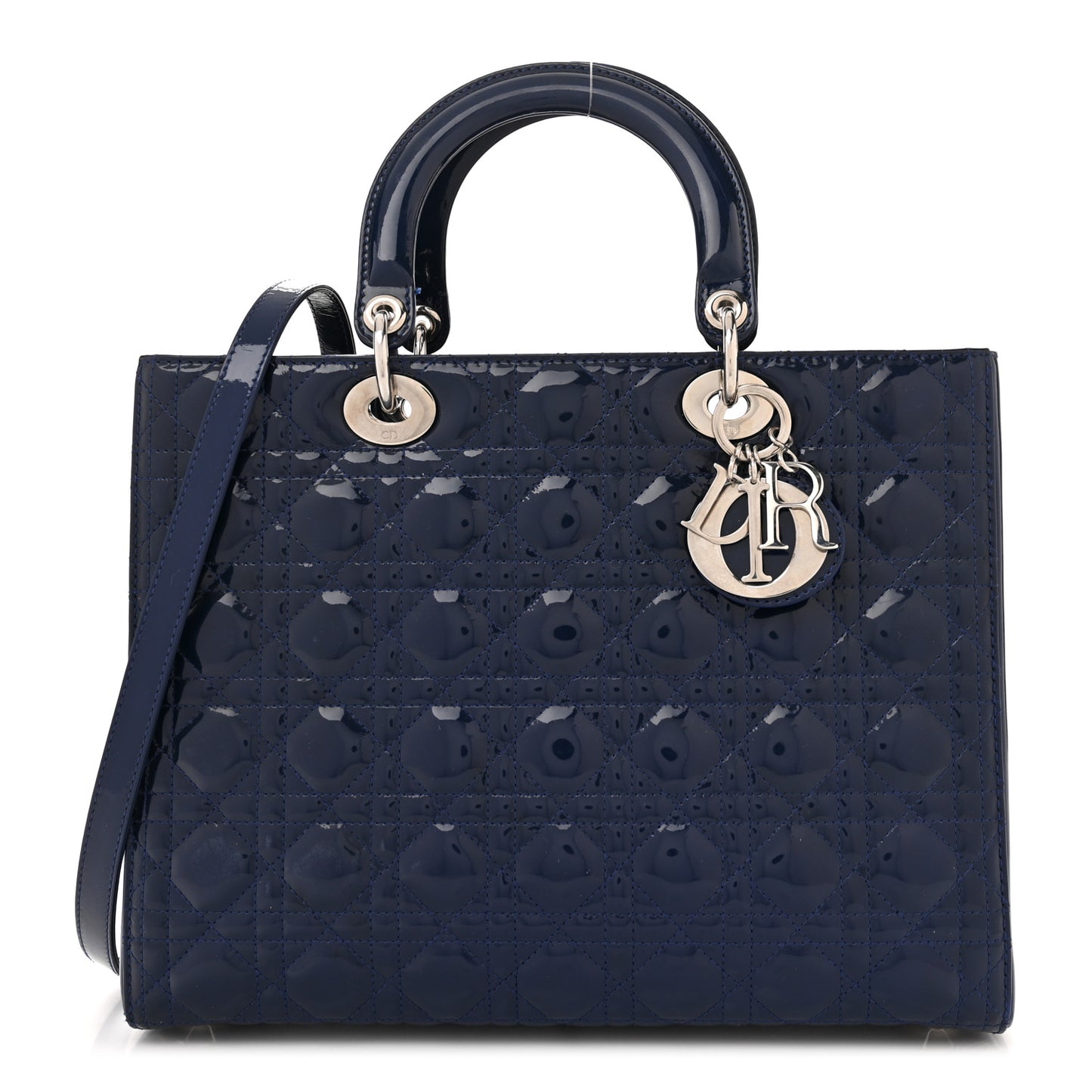 Patent Cannage Large Lady Dior Blue