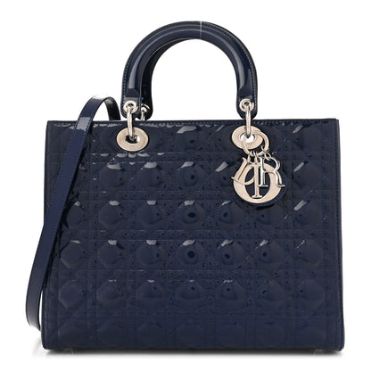 Christian Dior Patent Cannage Large Lady Dior Blue 1 of 12