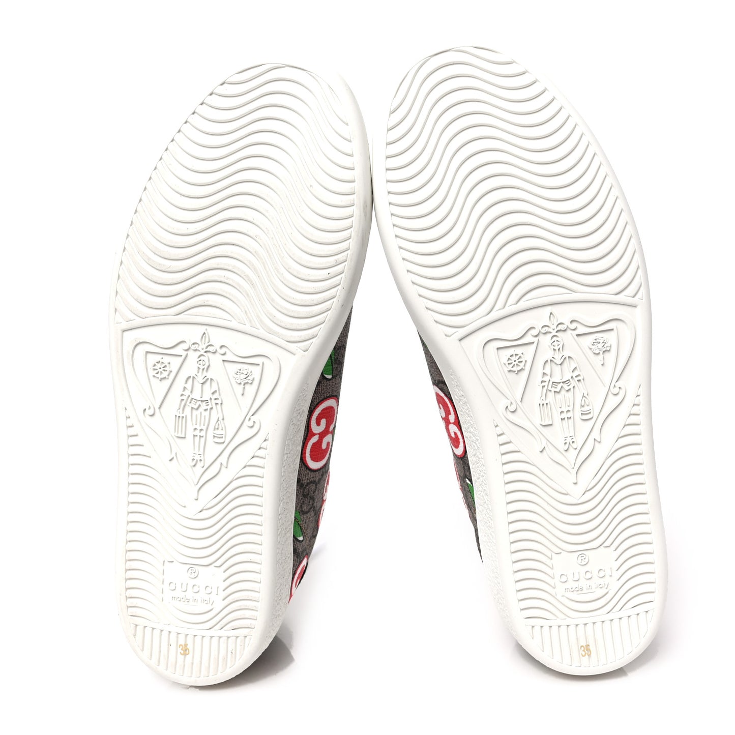 GG Supreme Monogram Apple Womens Ace Sneakers 35 Red