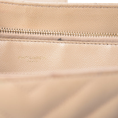 Saint Laurent Grain De Poudre Matelasse Chevron Monogram Shopping Bag Nude Powder 8 of 16