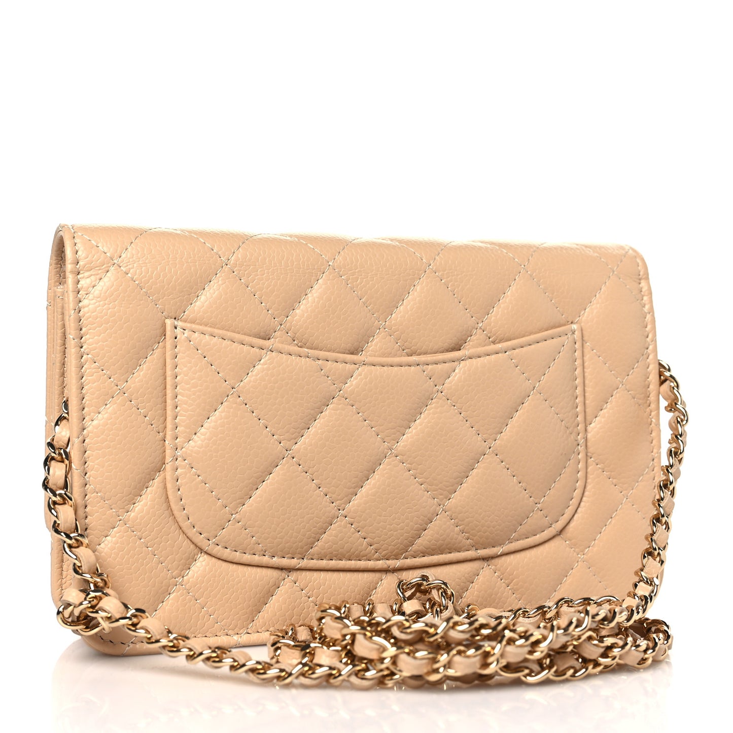 Caviar Quilted Wallet On Chain WOC Beige