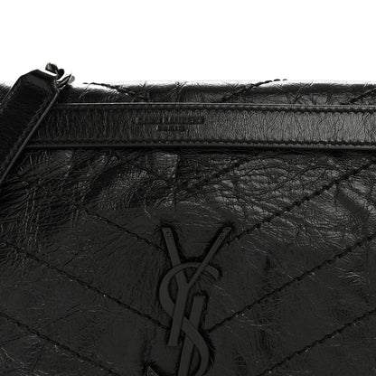 Saint Laurent Crinkled Calfskin Matelasse Monogram Medium Niki Chain Satchel Black 8 of 14