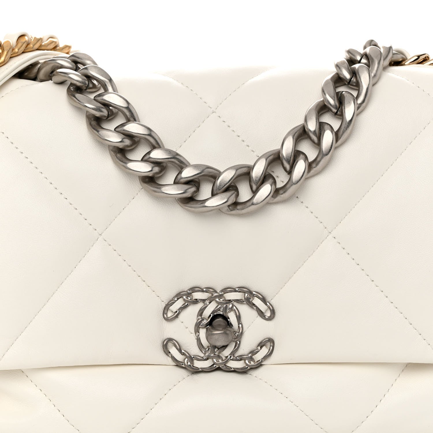 Chanel Lambskin Quilted Large Chanel 19 Flap White 8 of 10
