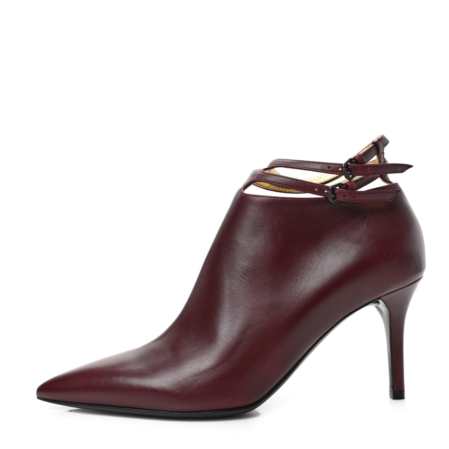 Gleam Calfskin Ankle Strap Mid Heel Booties 38.5 Barolo