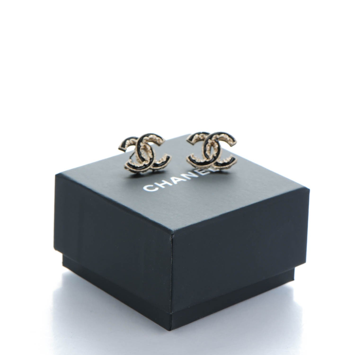Chanel Enamel CC Baroque Earrings Black Gold 5 of 5