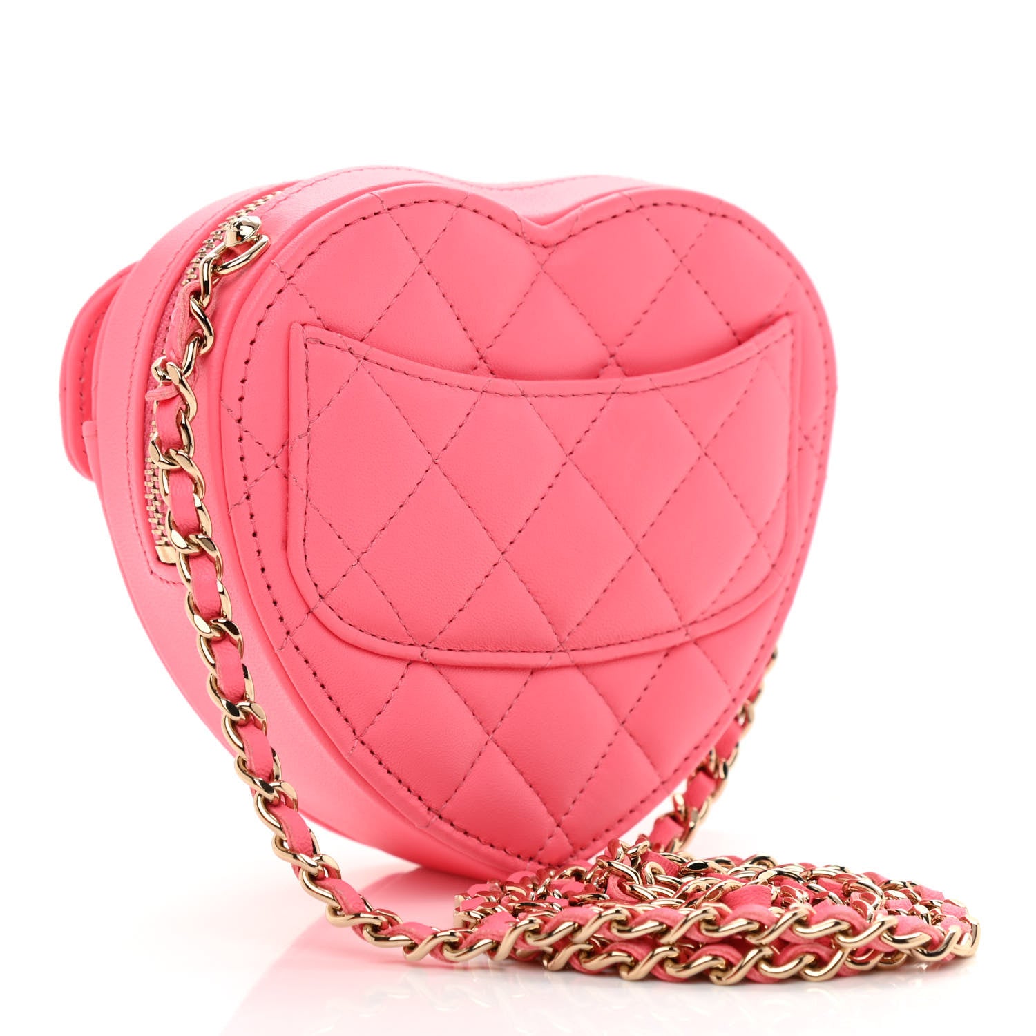 Chanel Lambskin Quilted CC In Love Heart Clutch With Chain Pink 3 of 11