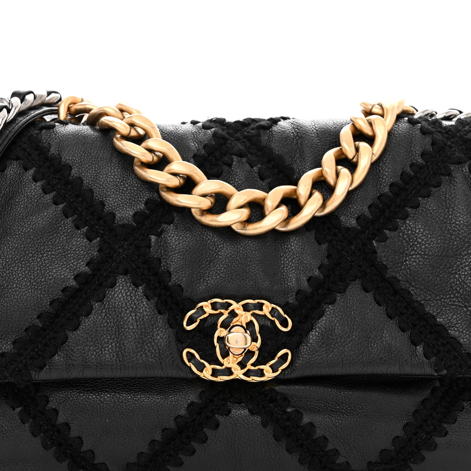 Chanel Calfskin Crochet Large Chanel 19 Flap Black 8 of 10