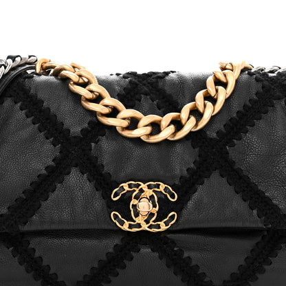 Chanel Calfskin Crochet Large Chanel 19 Flap Black 8 of 10