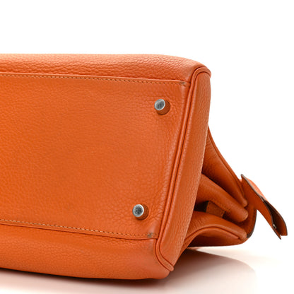 Hermes Taurillon Clemence Shoulder Kelly 40 Orange 9 of 13