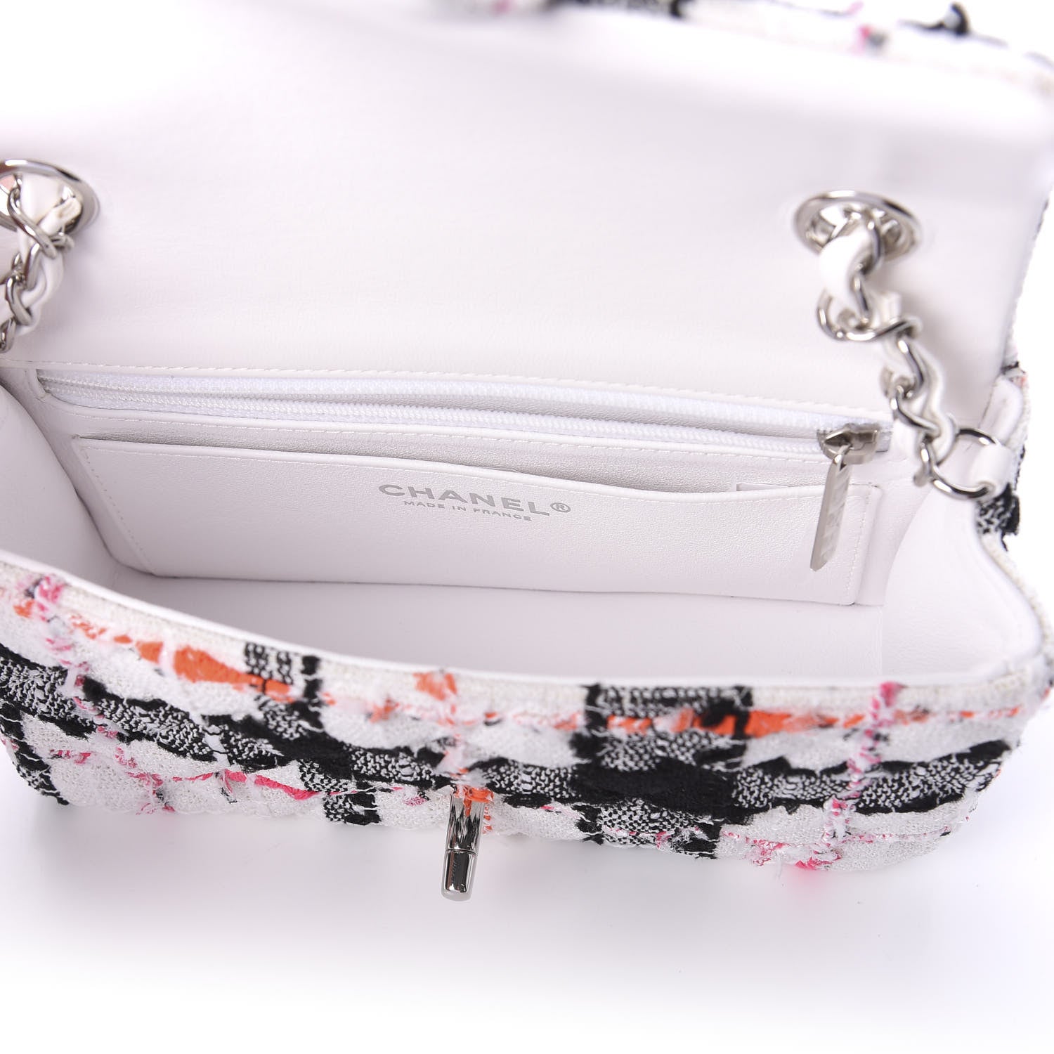 Chanel Tweed Quilted Mini Rectangular Flap Black White Pink 5 of 9