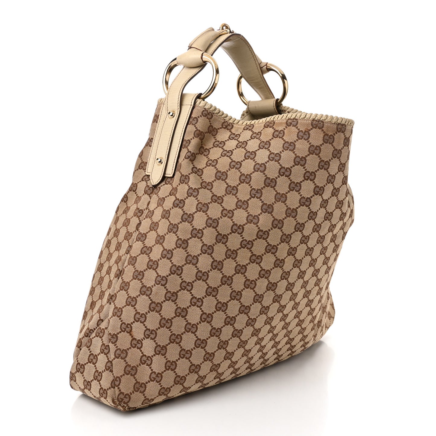 Monogram Large Horsebit Chain Hobo Off White