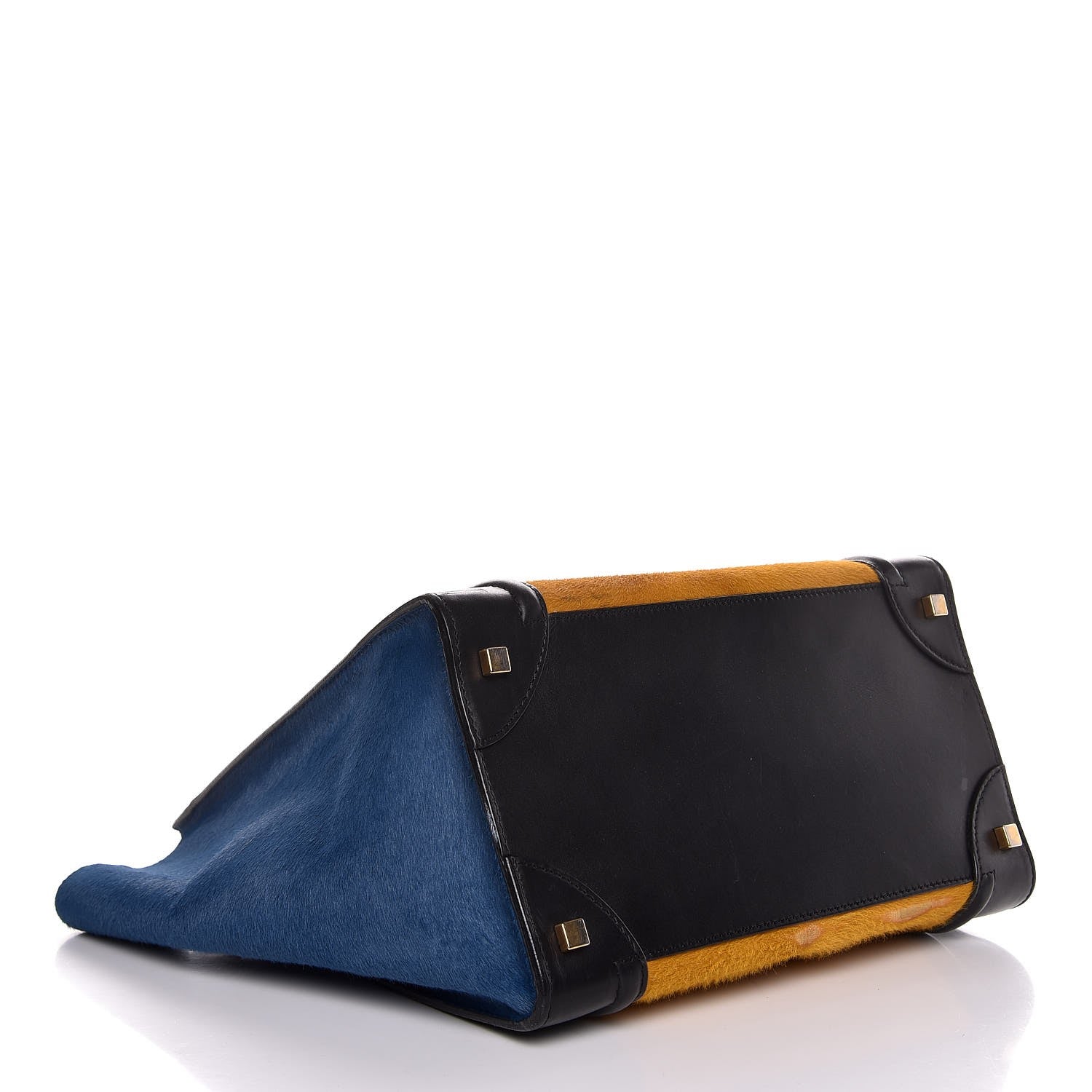Celine Pony Hair Mini Tri-Color Luggage Royal Blue 4 of 15