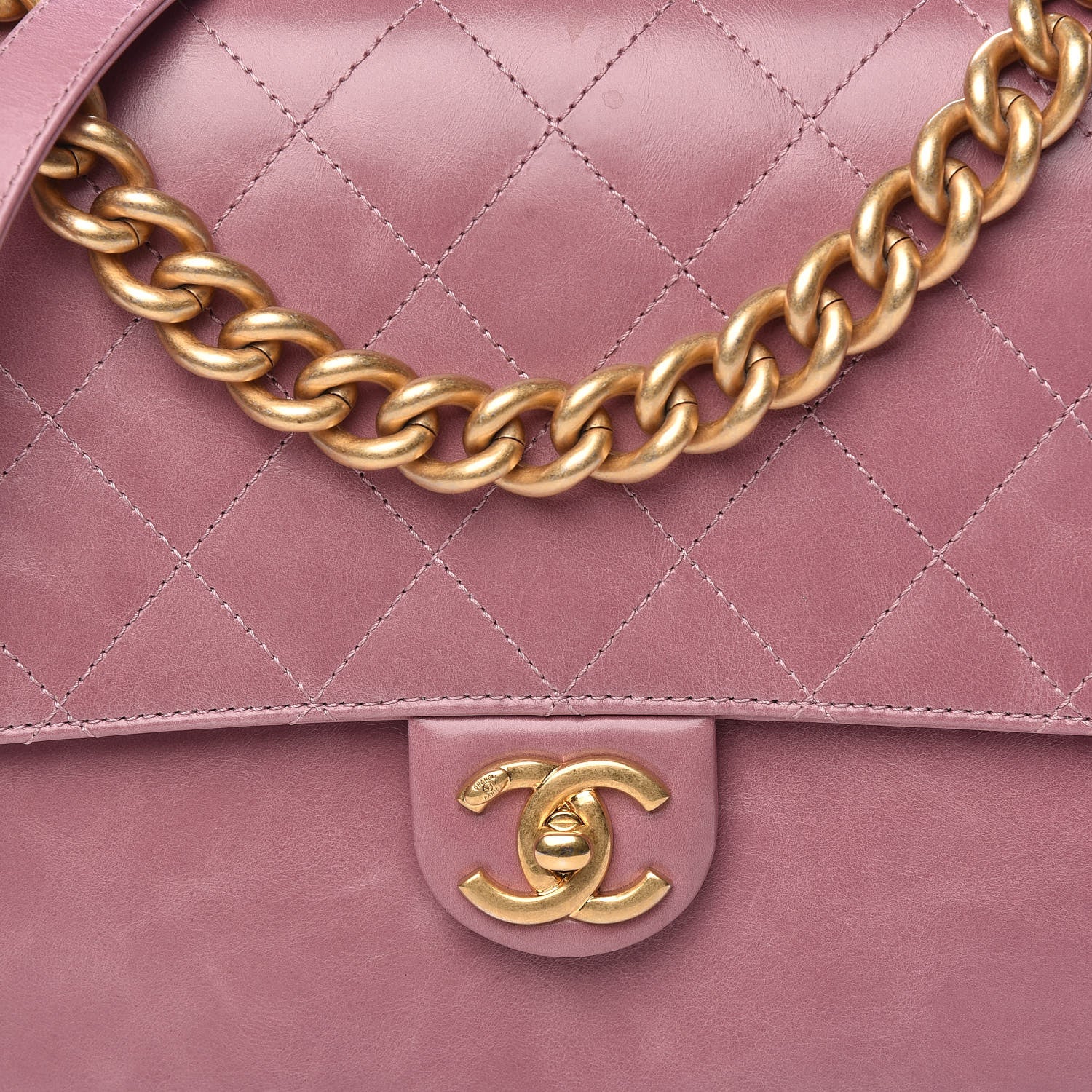 Chanel Calfskin Quilted Straight Lined Flap Purple 10 of 13