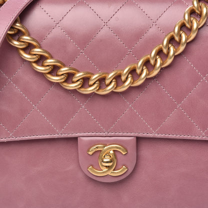 Chanel Calfskin Quilted Straight Lined Flap Purple 10 of 13