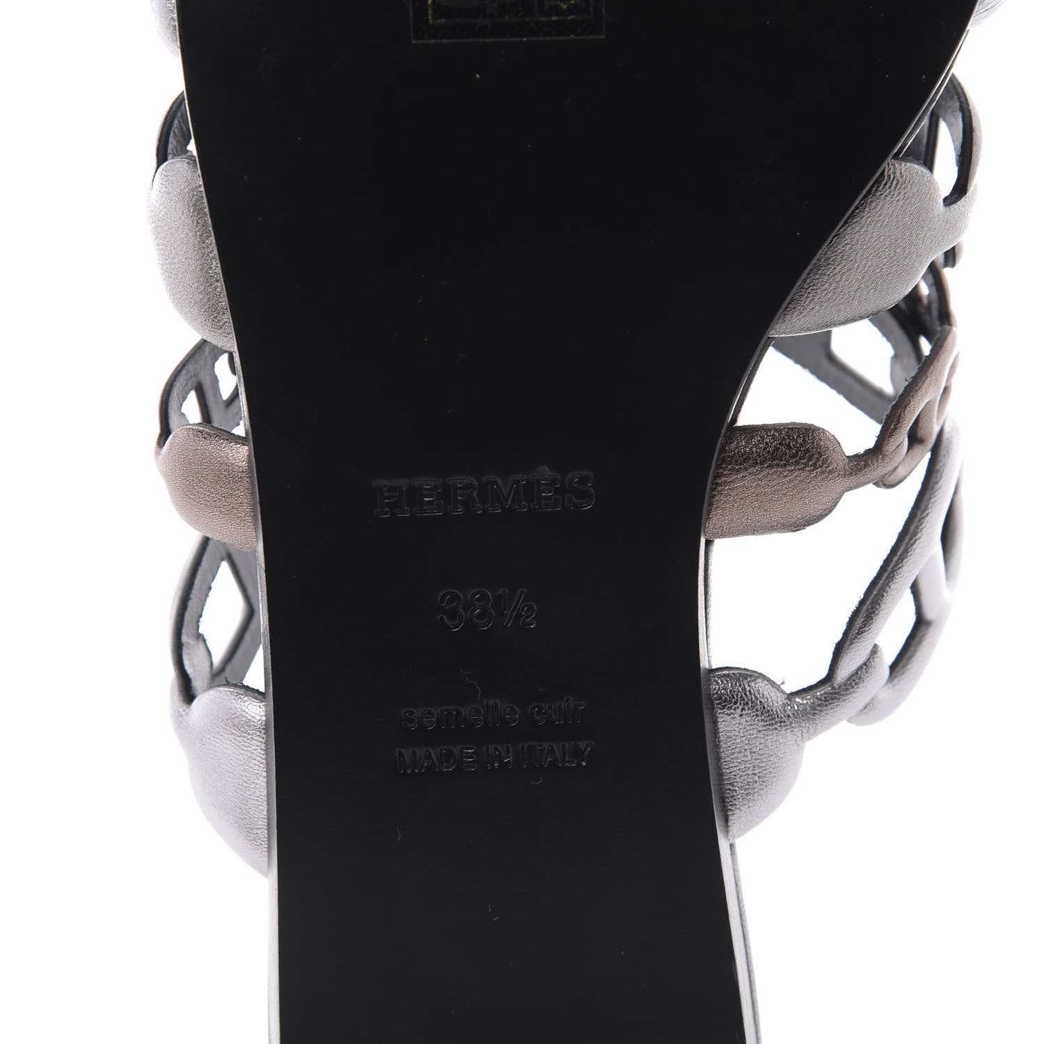Hermes Metallic Nappa Thalassa Sandals 38.5 Multicolore Dore Vieilli 7 of 8