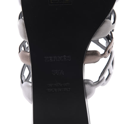 Hermes Metallic Nappa Thalassa Sandals 38.5 Multicolore Dore Vieilli 7 of 8