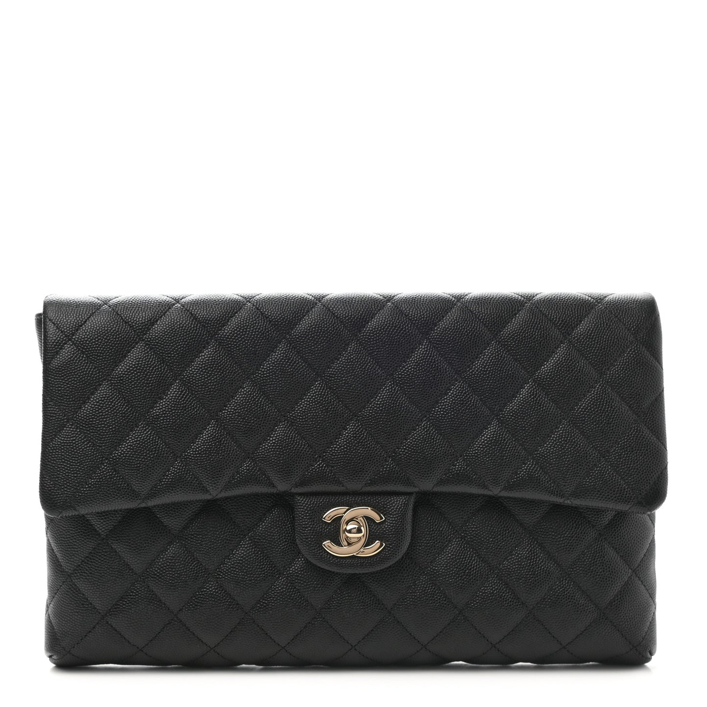 Caviar Quilted Flap Clutch Black