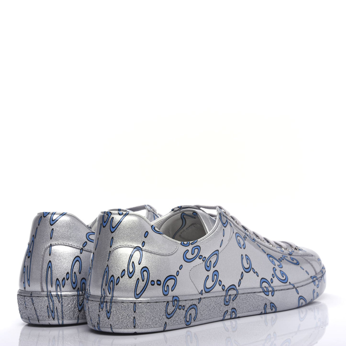 Miro Rubber Wax GucciGhost Print Mens New Ace Sneakers 10 Silver