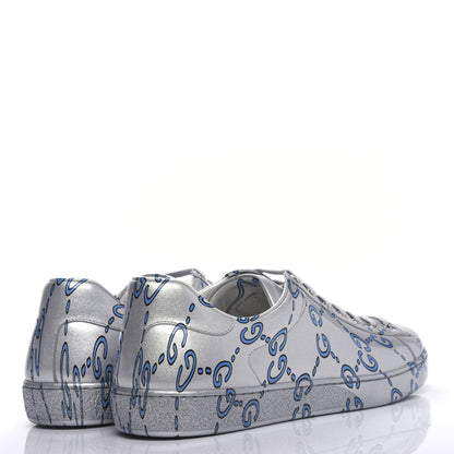 Gucci Miro Rubber Wax GucciGhost Print Mens New Ace Sneakers 10 Silver 4 of 10