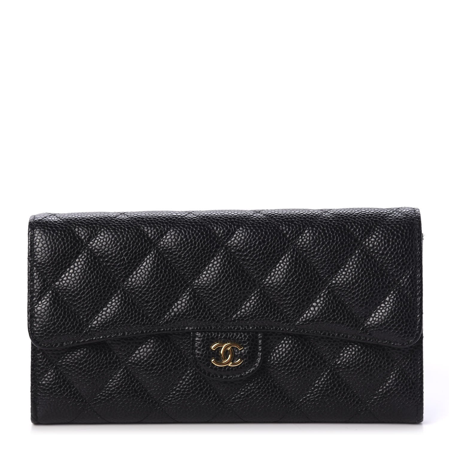 Chanel Caviar Quilted Large Gusset Flap Wallet Black 1 of 10