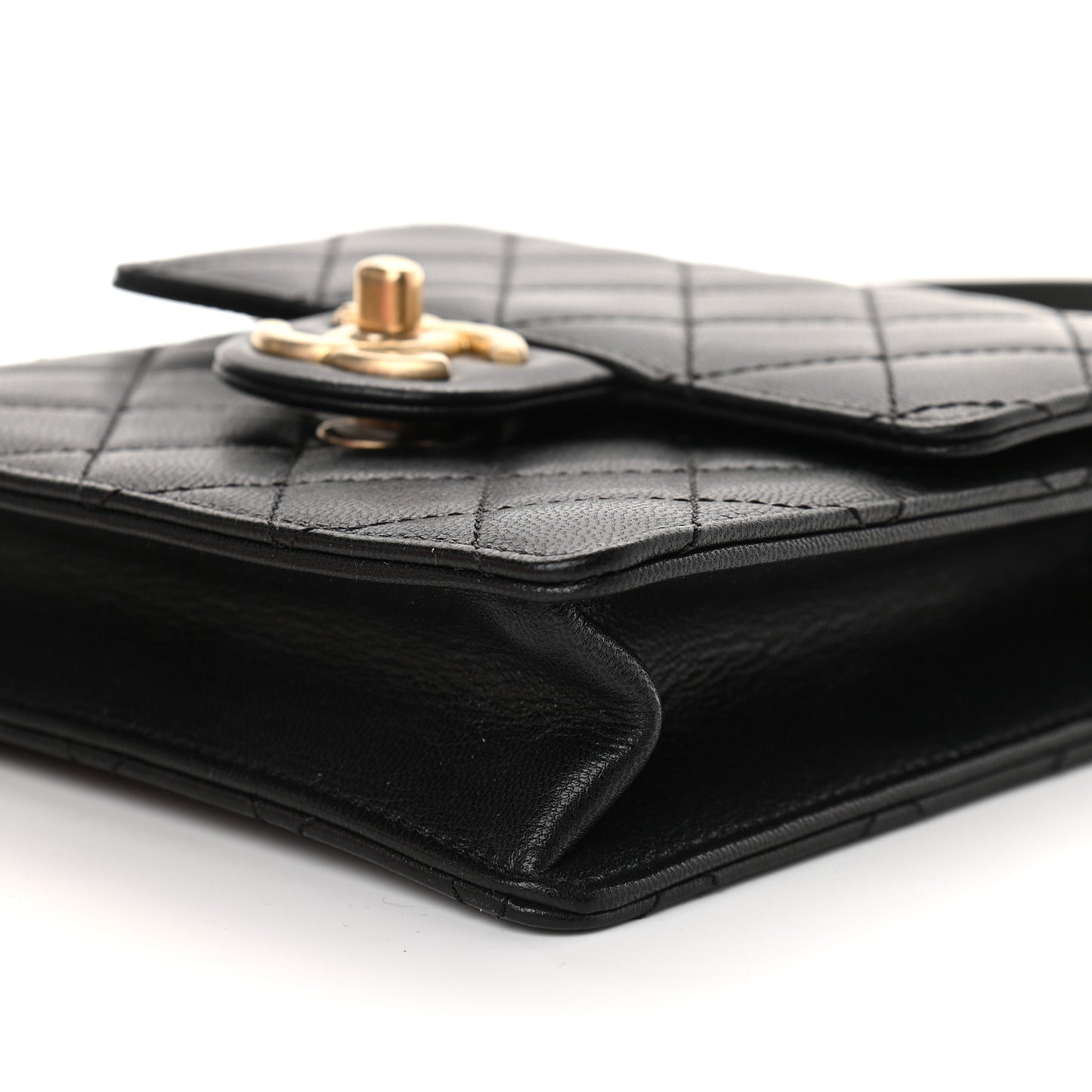 Goatskin Quilted Chic Pearls Flap Black