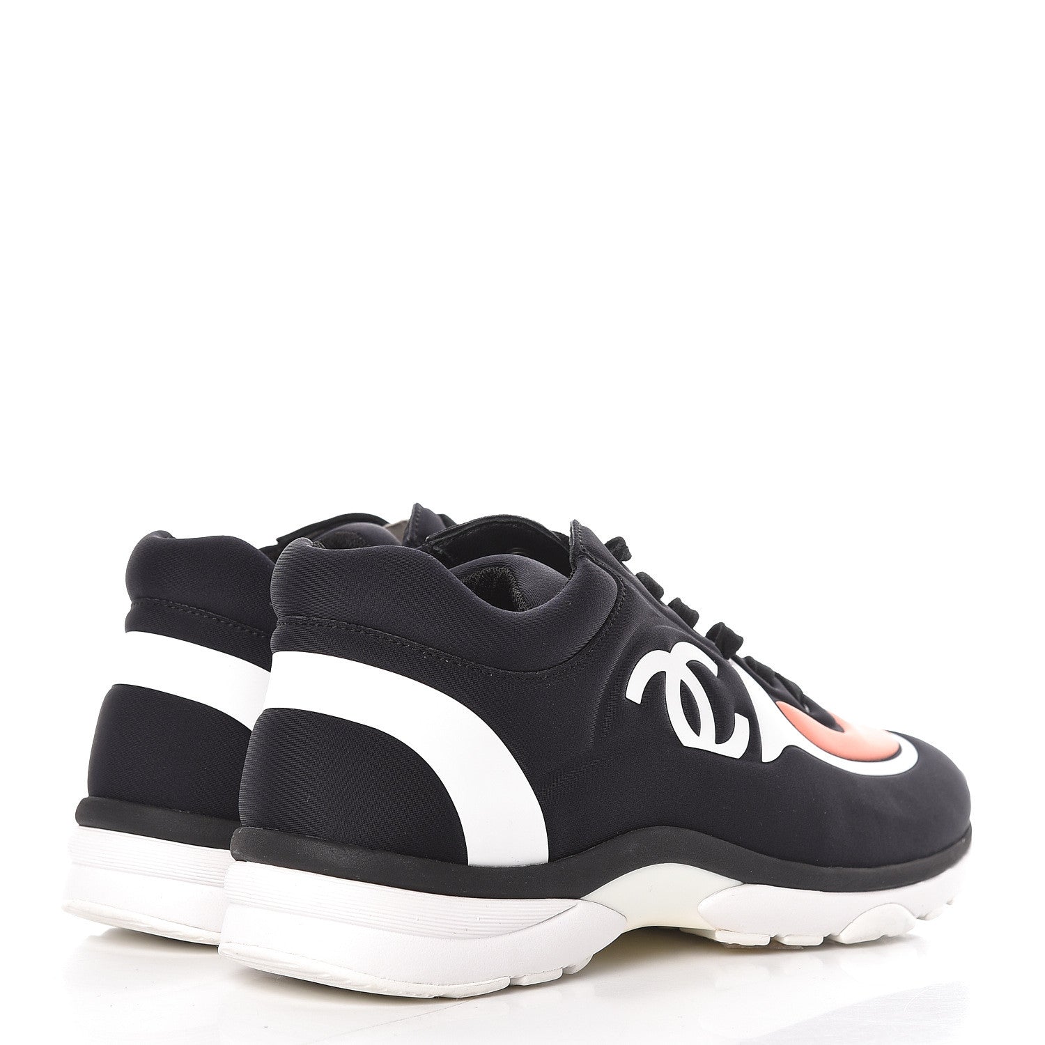 Chanel Lycra Fabric Womens CC Sneakers 39 Black White Pink 4 of 10