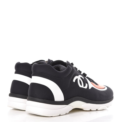 Chanel Lycra Fabric Womens CC Sneakers 39 Black White Pink 4 of 10