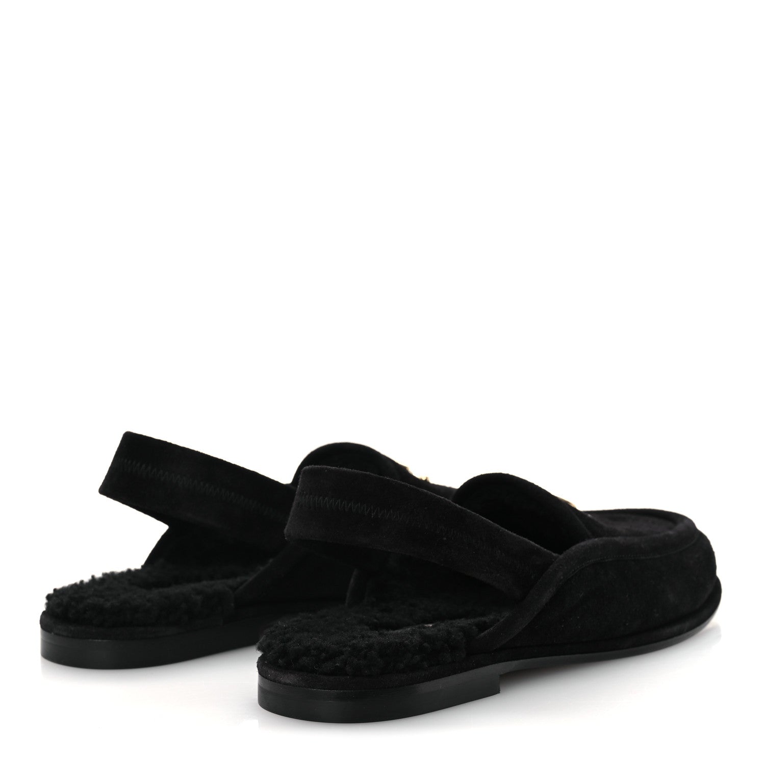 Chanel Suede Calfskin CC Slingback Loafers 37.5 Black 5 of 11