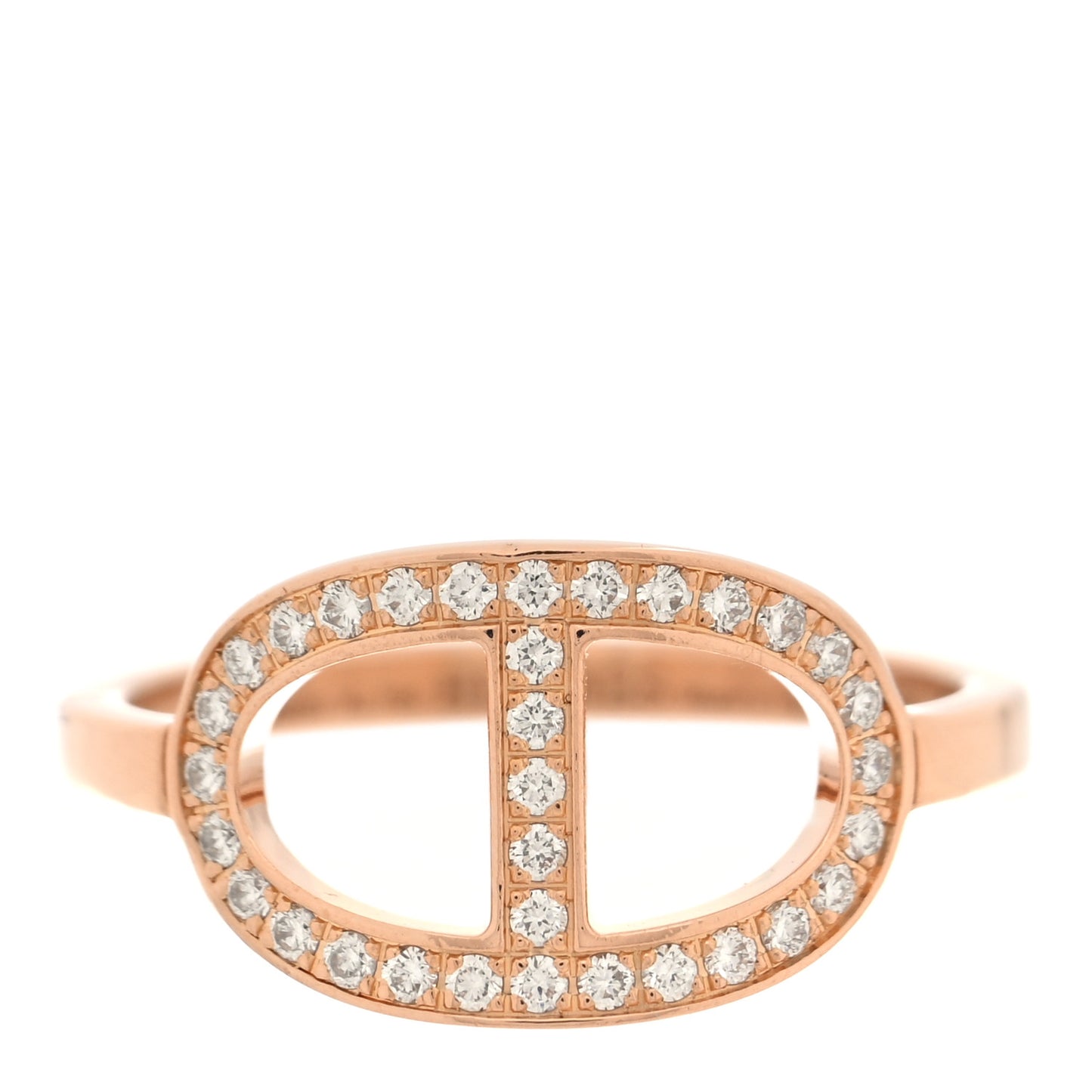 18K Rose Gold Diamond MM Chaine d'Ancre Contour Ring 54 6.75